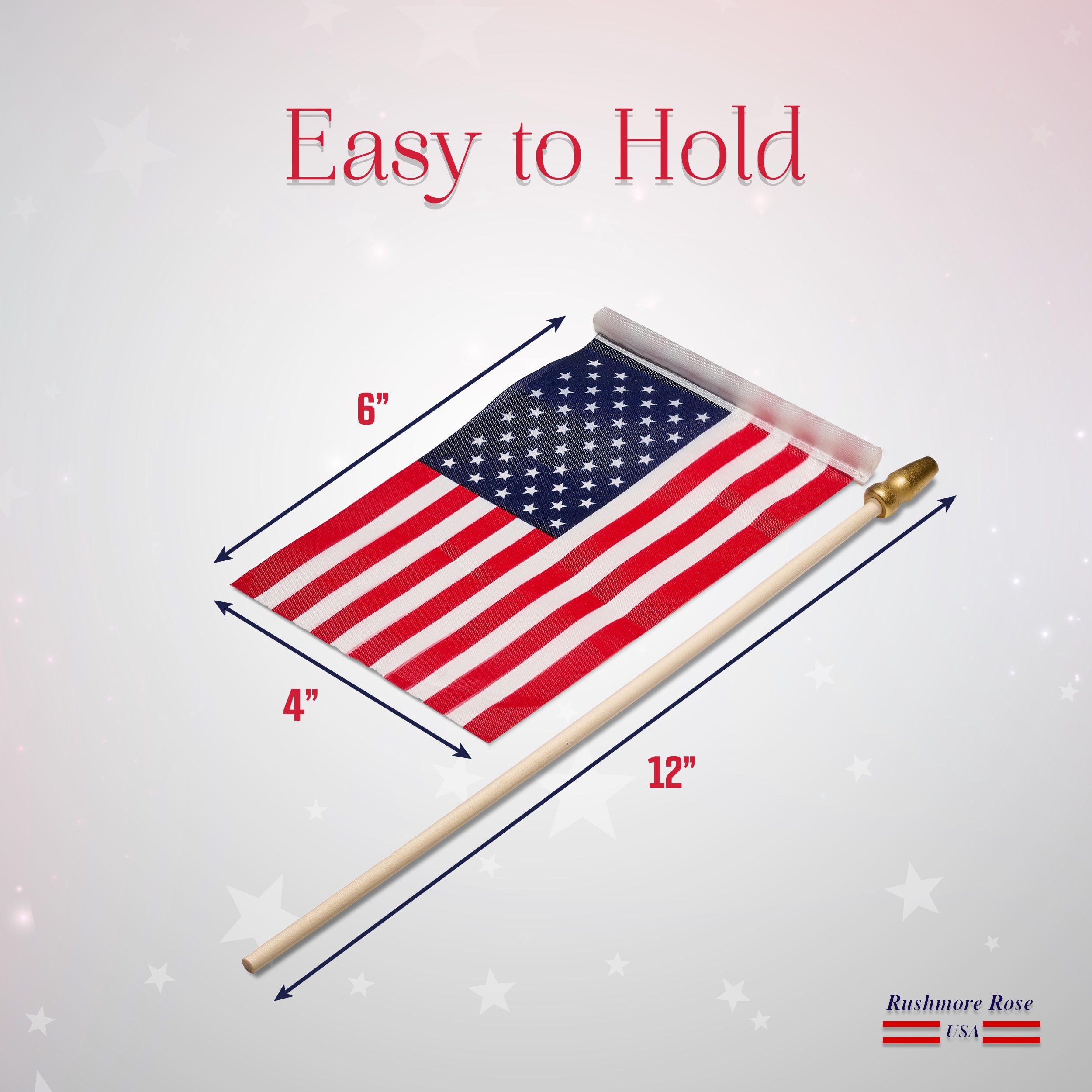 4 X 6 Inches Hand Held Stick Flags, Mini American Flags