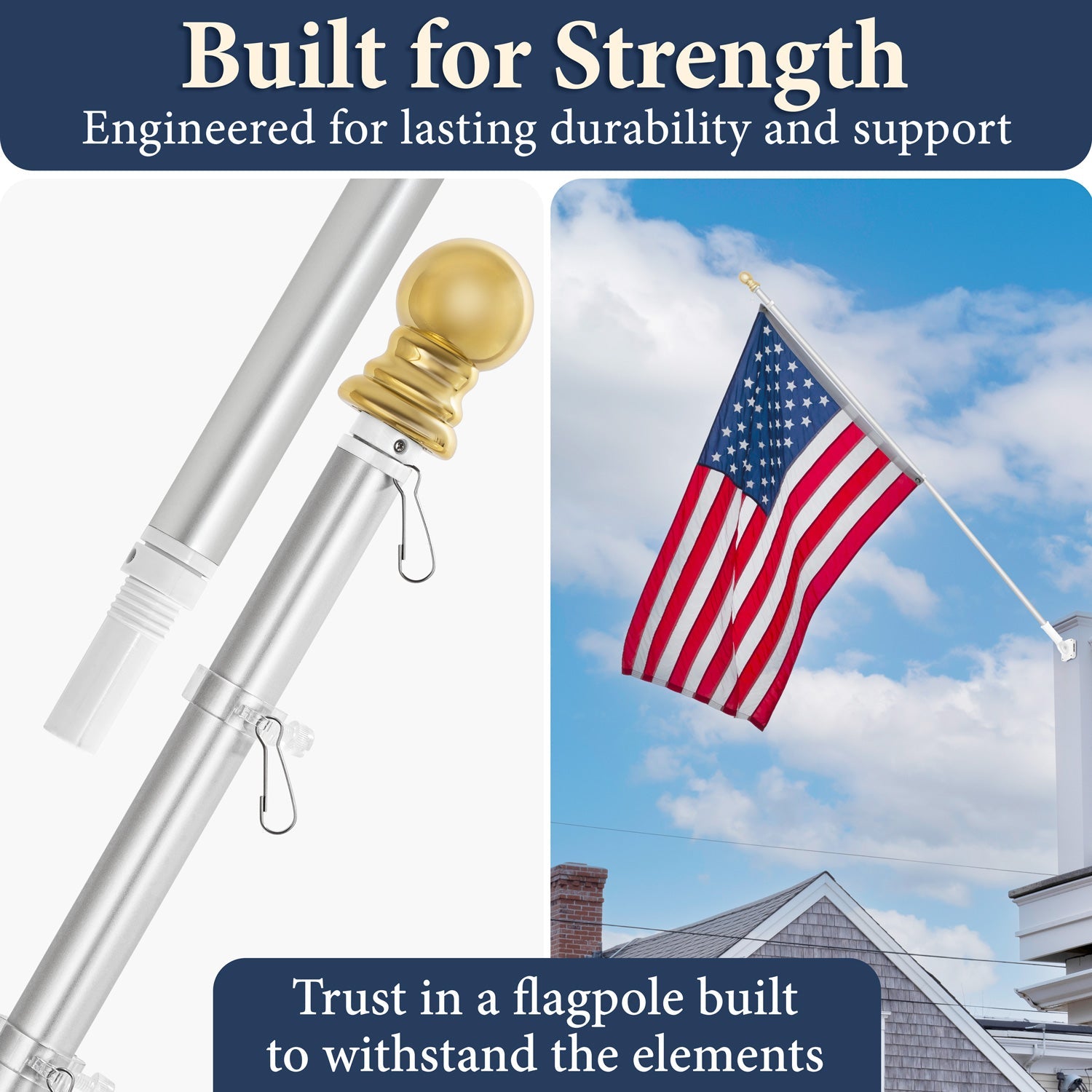 6ft Aluminum Tangle-Free Flag Pole