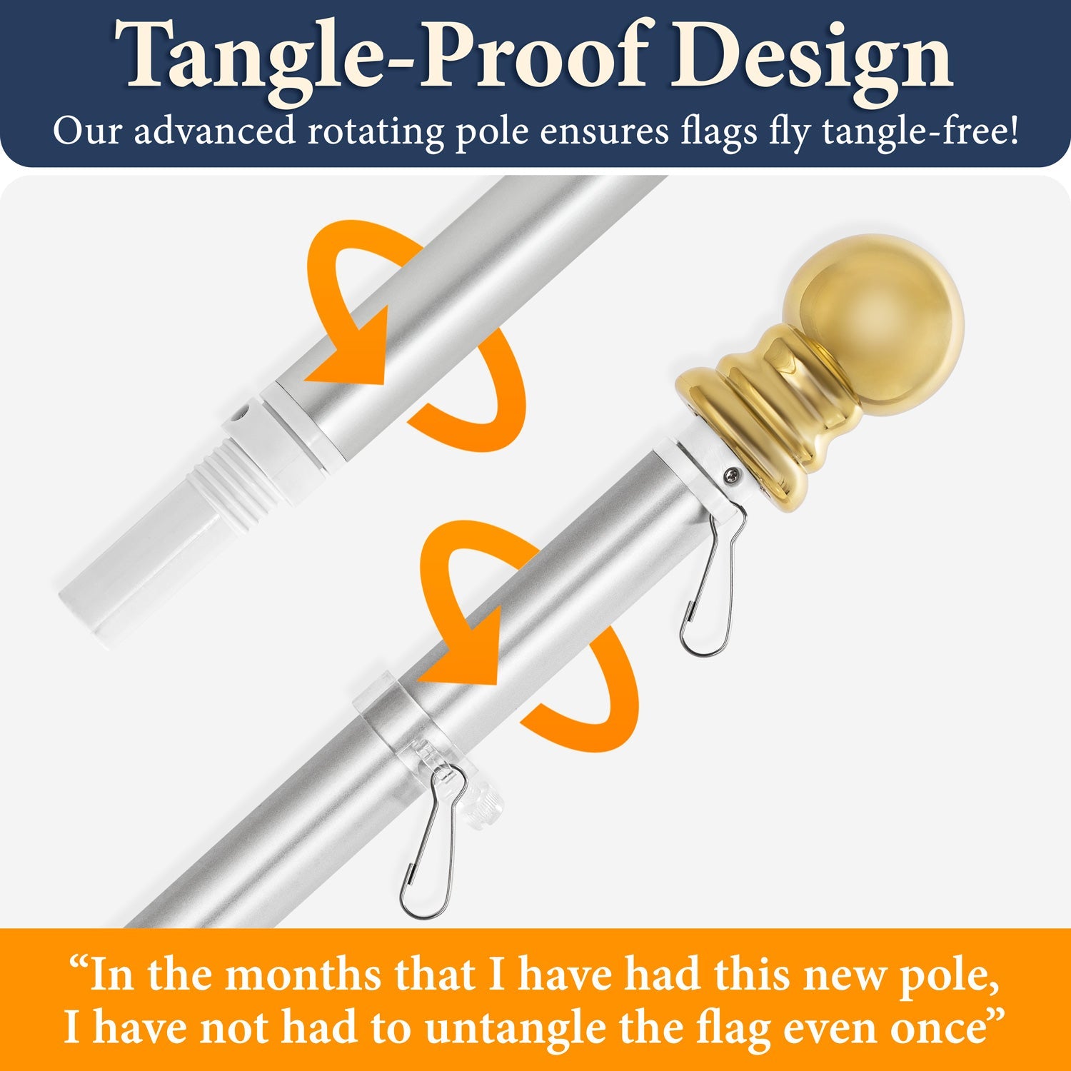 6ft Aluminum Tangle-Free Flag Pole