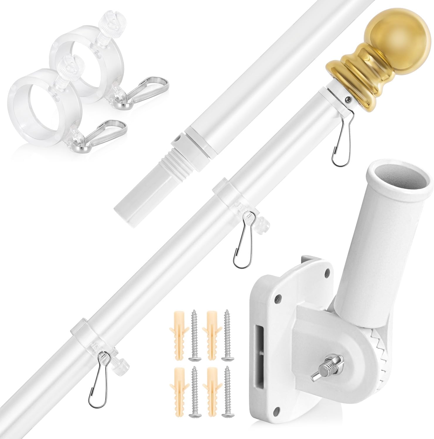 6ft Aluminum Tangle-Free Flag Pole