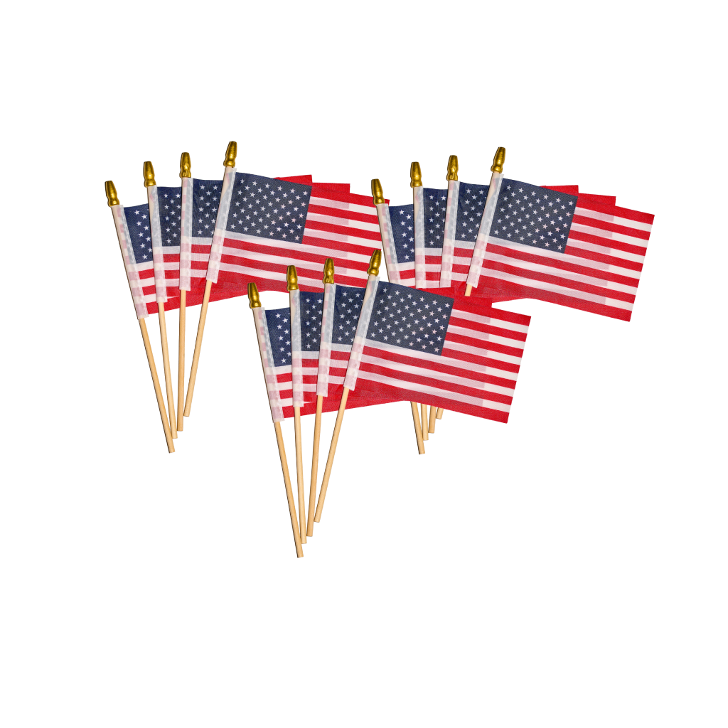 5' X 8' Hand Held Stick Flags, Mini American Flags