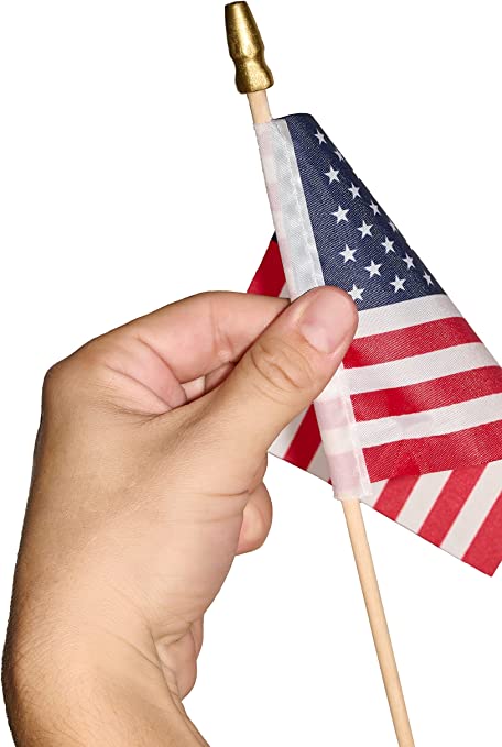4 X 6 Inches Hand Held Stick Flags, Mini American Flags