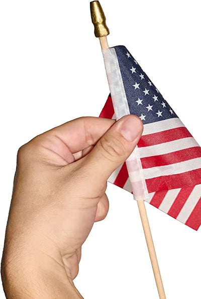 4 X 6 Inches Hand Held Stick Flags, Mini American Flags