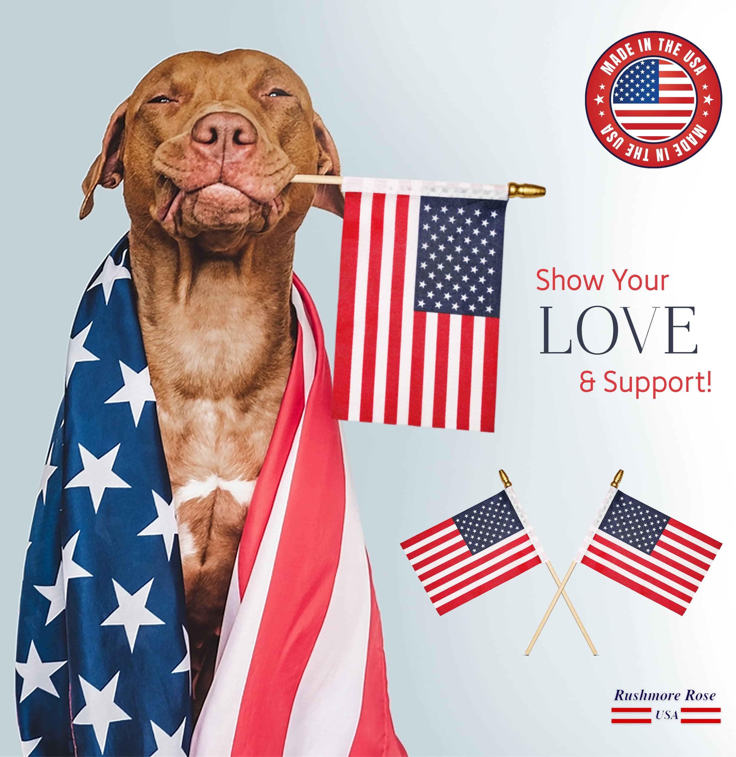 4 X 6 Inches Hand Held Stick Flags, Mini American Flags