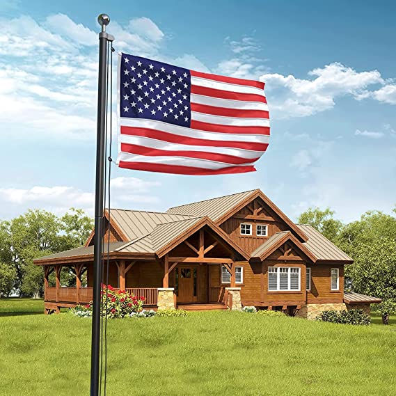 Flag Pole with Embroidered American Flag